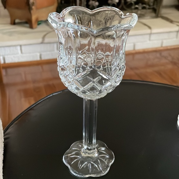 Vintage Home Interiors Tulip Cup Stem Votive Glass Candle Holders Set Of 3 - Picture 2 of 6